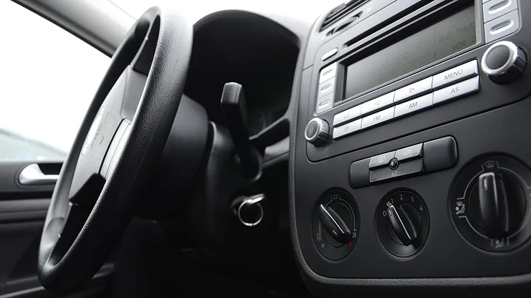 Steering wheel and the inside of a car